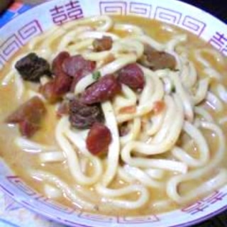 ラーメンスープと残りカレーのカレーうどん